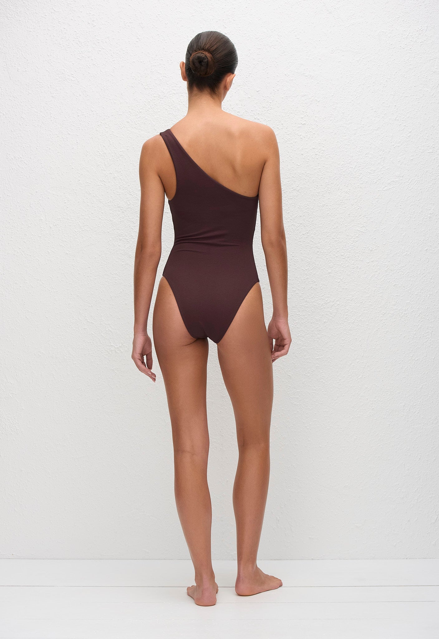 Asymmetric Maillot - Aubergine Crinkle - Matteau