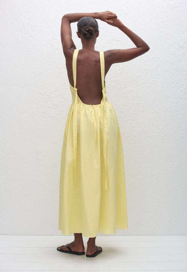 Crossback Linen Dress - Lemon - Matteau