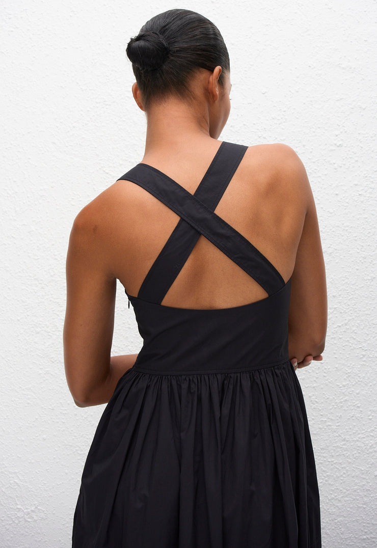 Crossback Midi Dress - Black - Matteau