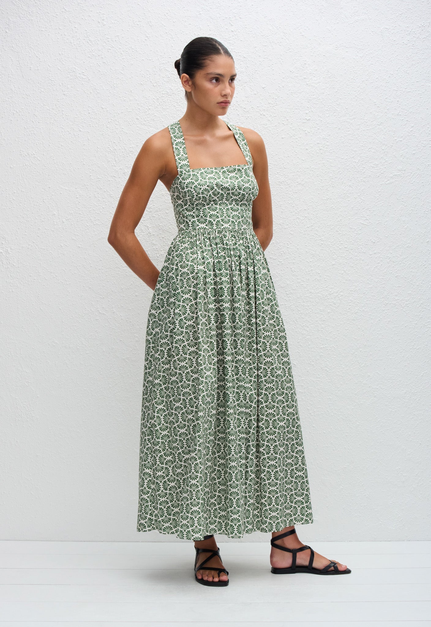 Crossback Midi Dress - Vetiver - Matteau