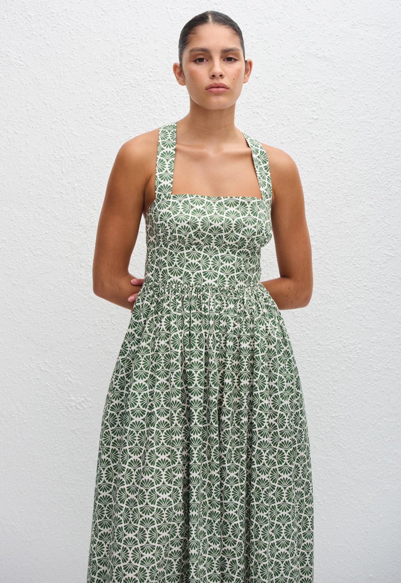 Crossback Midi Dress - Vetiver - Matteau