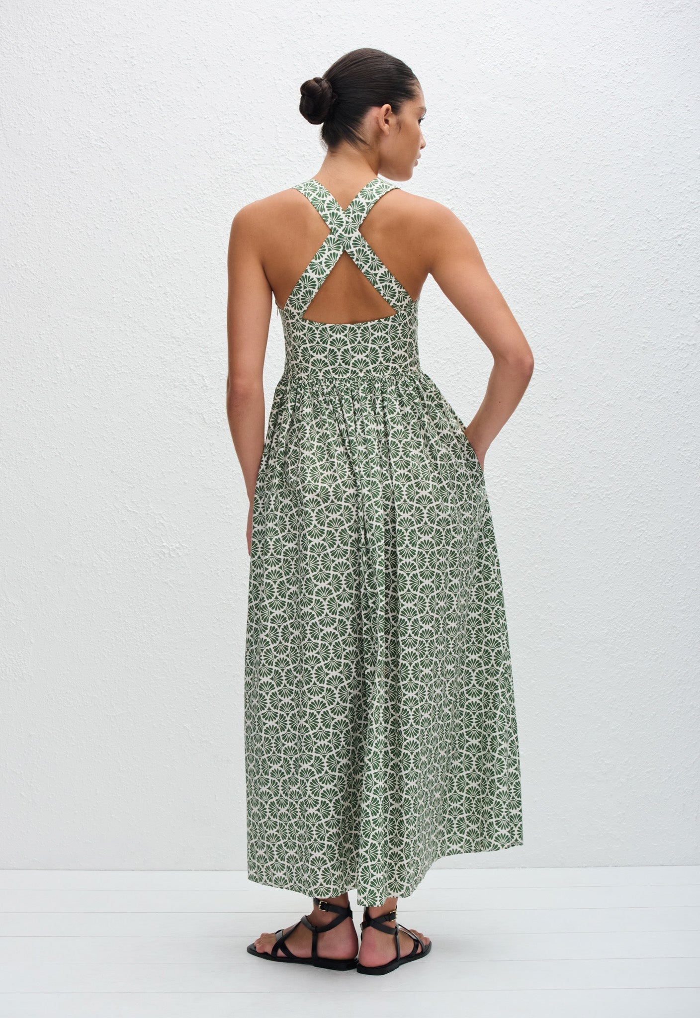 Crossback Midi Dress - Vetiver - Matteau