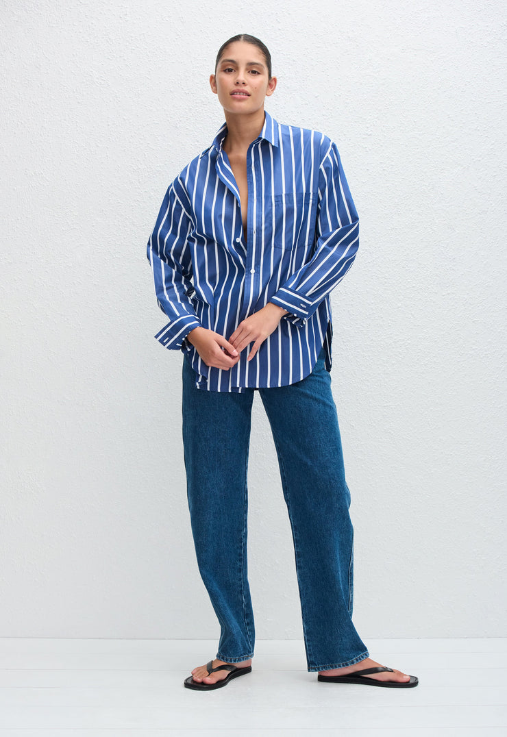 Classic Stripe Shirt - Marine Stripe - Matteau