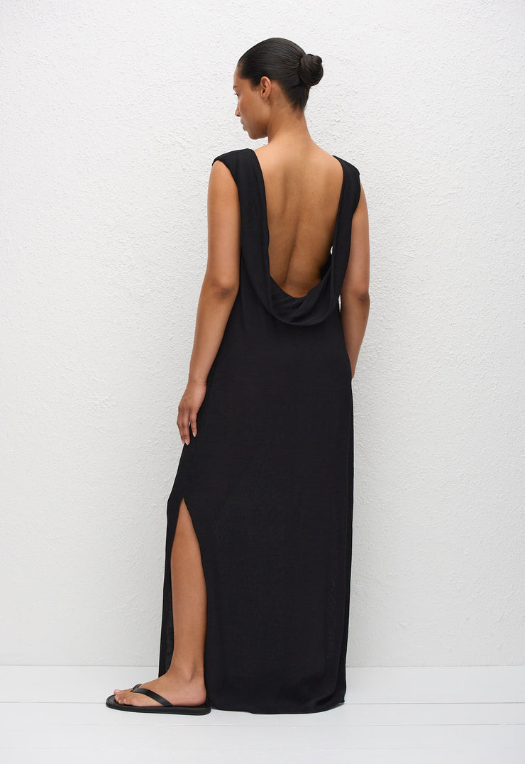 Cowl Back Dress - Black - Matteau