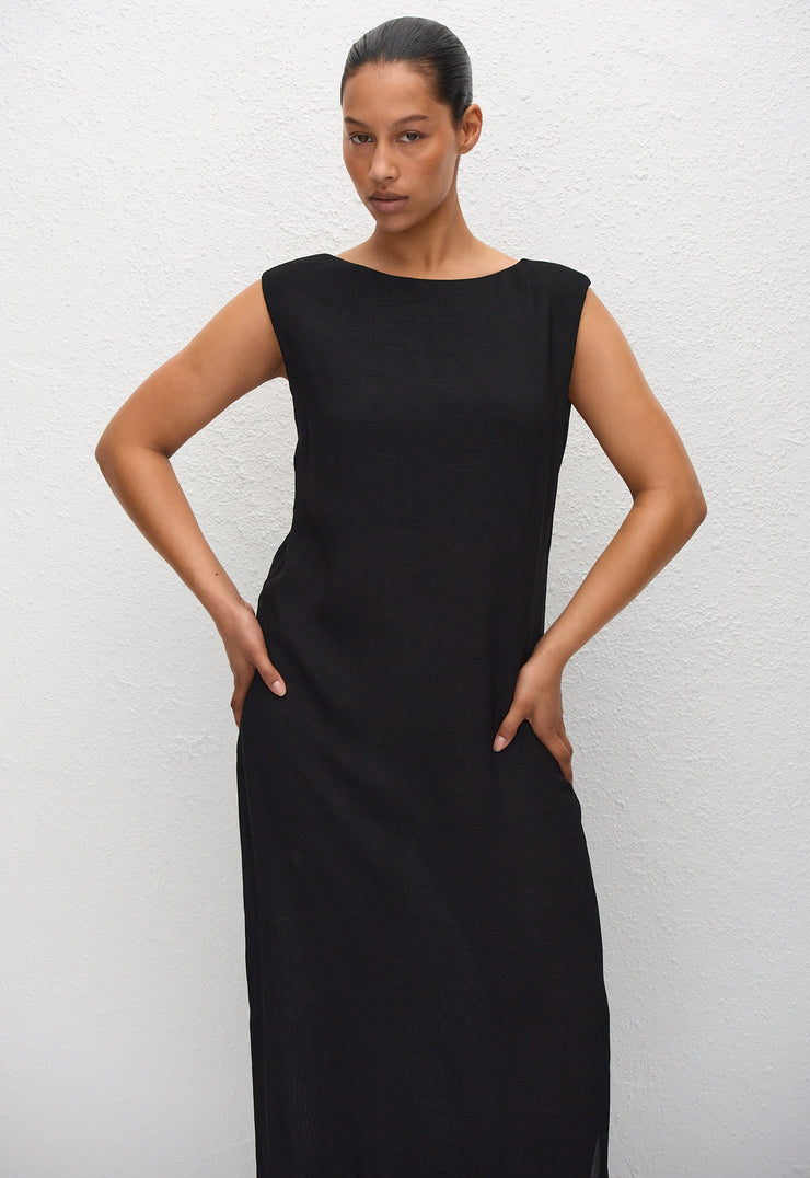 Cowl Back Dress - Black - Matteau