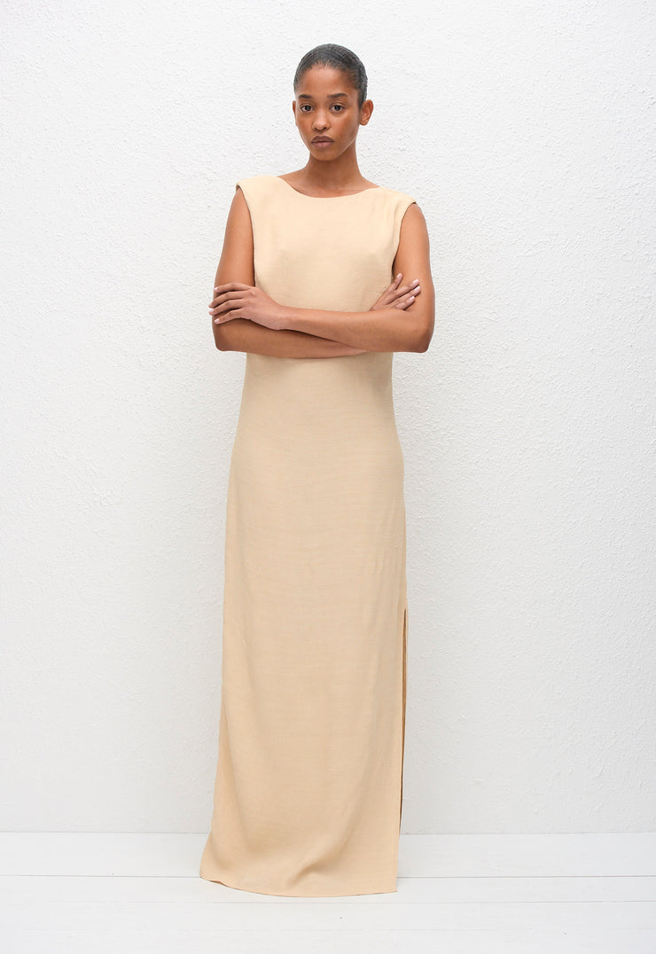 Cowl Back Dress - Flax - Matteau