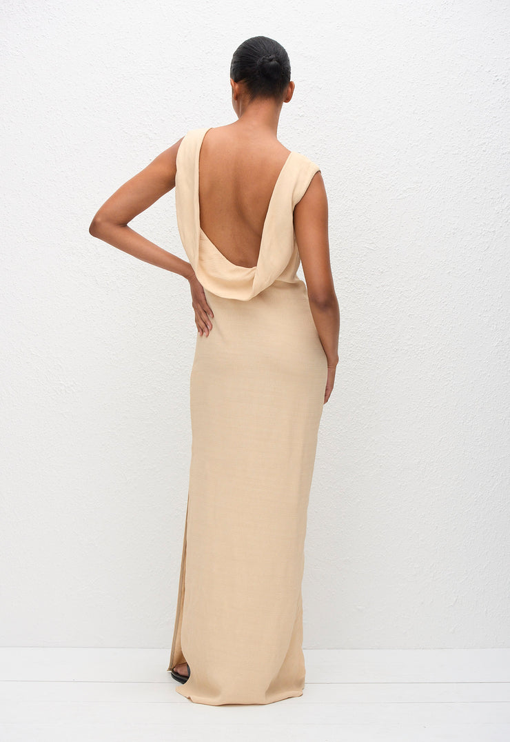 Cowl Back Dress - Flax - Matteau