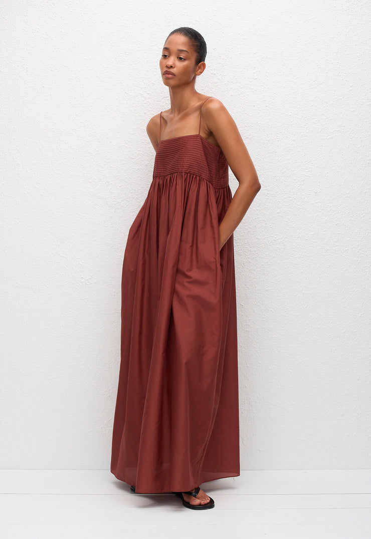 Empire Pintuck Bodice Dress - Maroc - Matteau