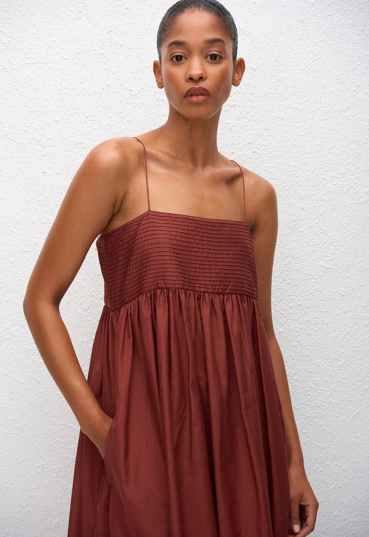 Empire Pintuck Bodice Dress - Maroc - Matteau