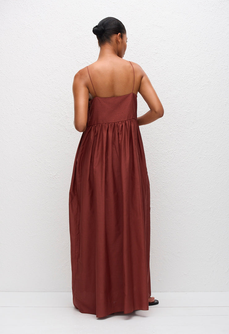 Empire Pintuck Bodice Dress - Maroc - Matteau