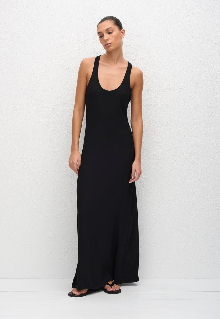 Fluid Racer Back Dress - Black - Matteau