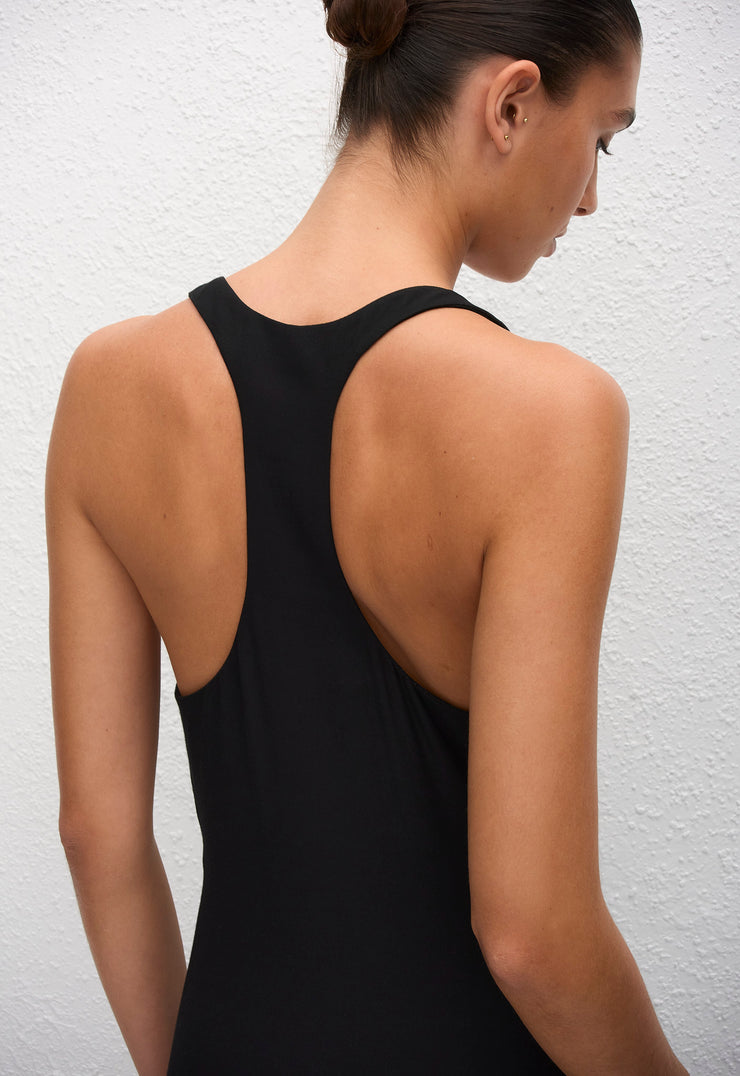 Fluid Racer Back Dress - Black - Matteau