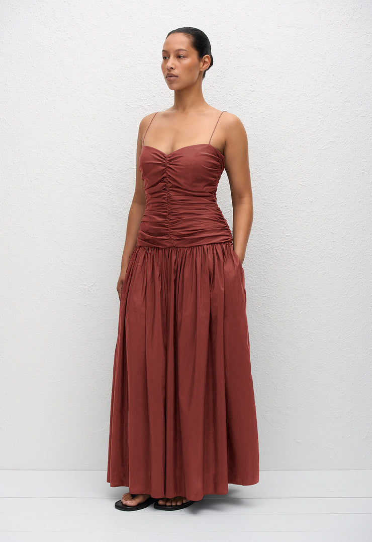 Gathered Drop Waist Dress - Maroc - Matteau