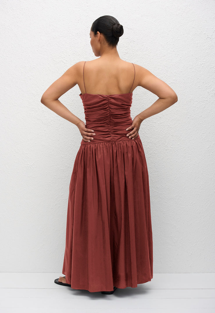 Gathered Drop Waist Dress - Maroc - Matteau