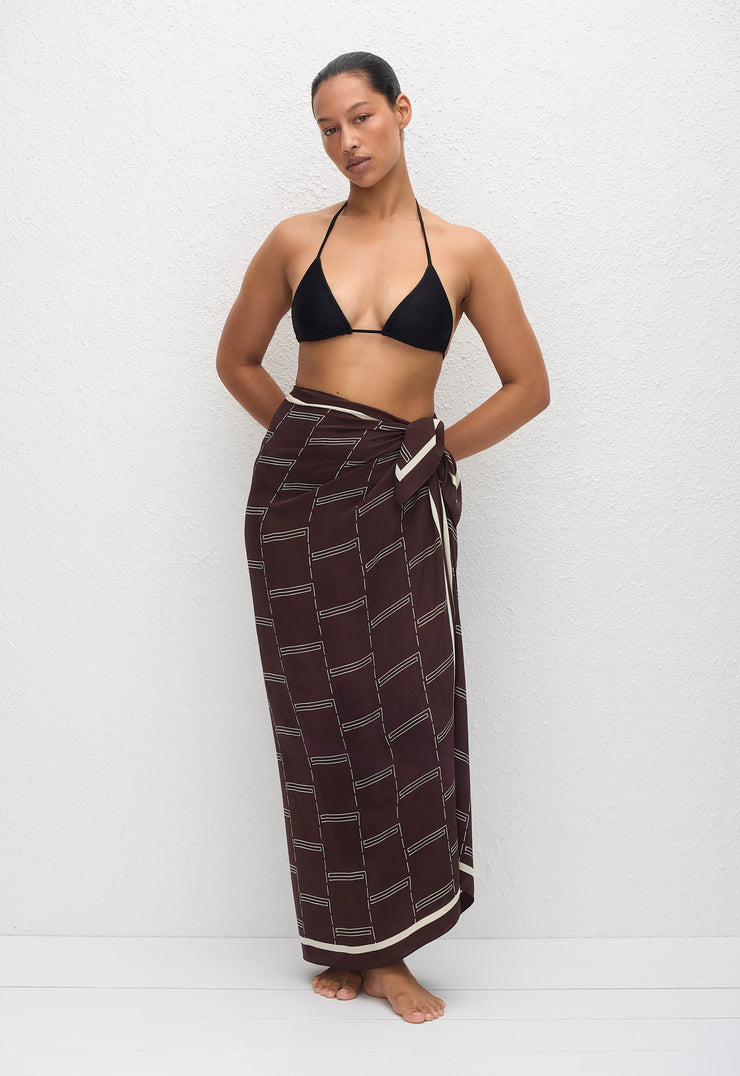 Silk Sarong - Bamboo (Aubergine) - Matteau