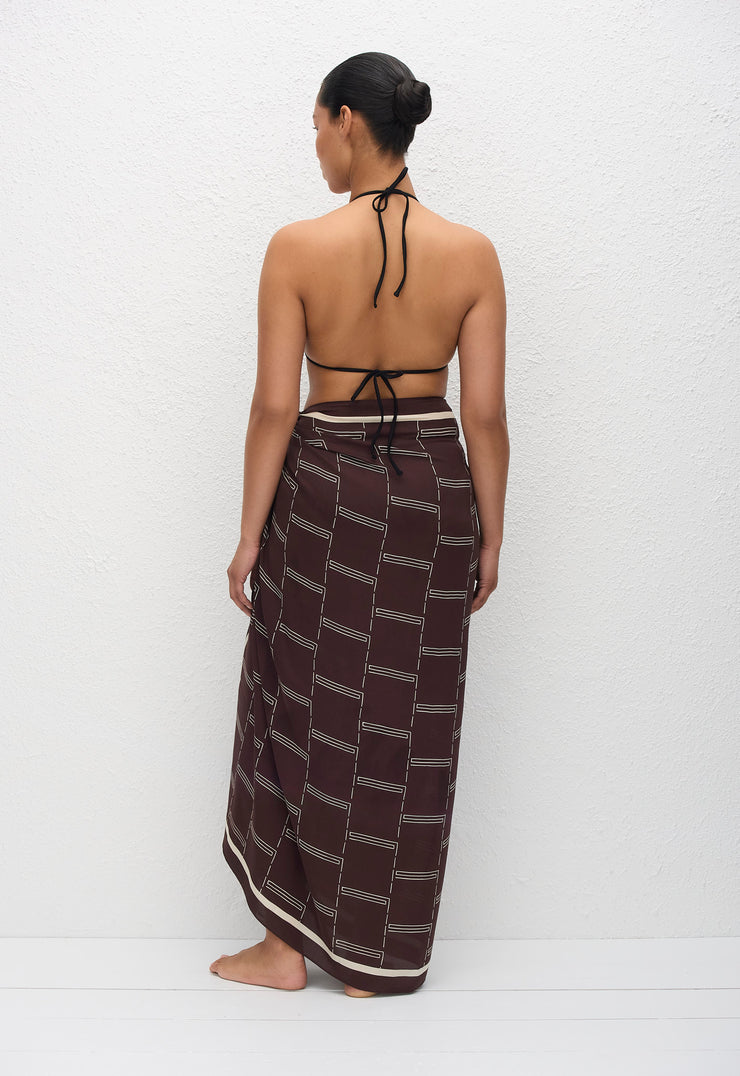 Silk Sarong - Bamboo (Aubergine) - Matteau