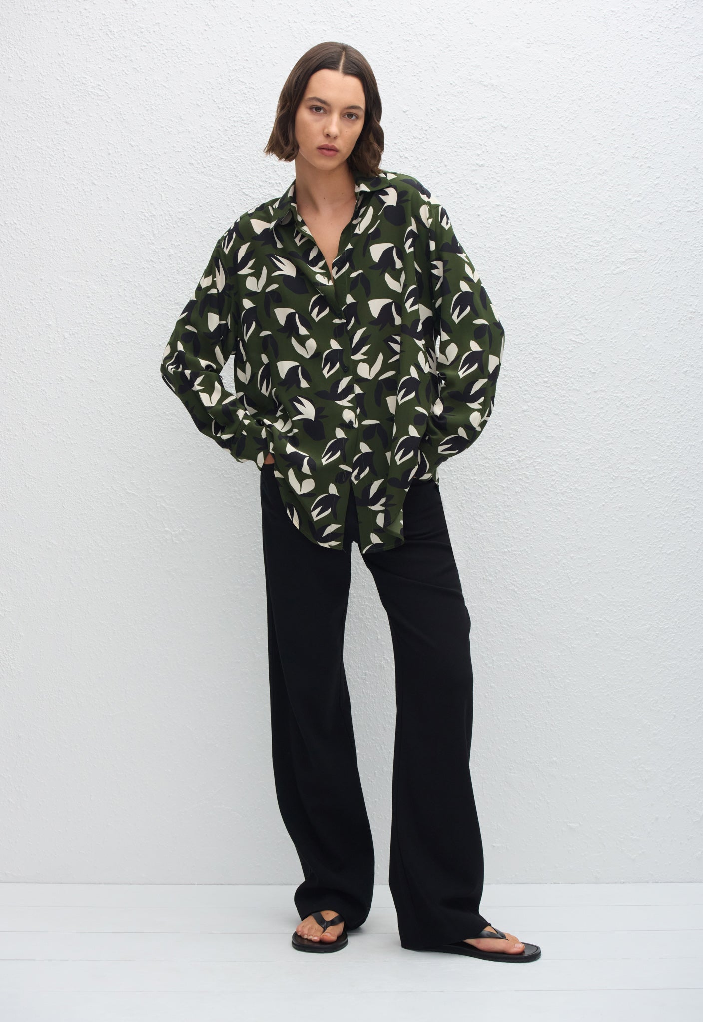 Long Sleeve Silk Shirt - Agave - Matteau