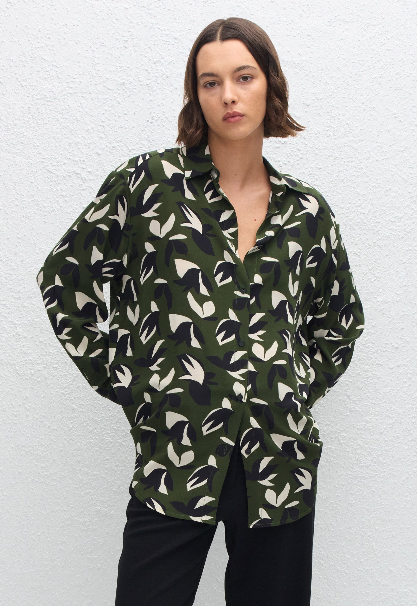 Long Sleeve Silk Shirt - Agave - Matteau