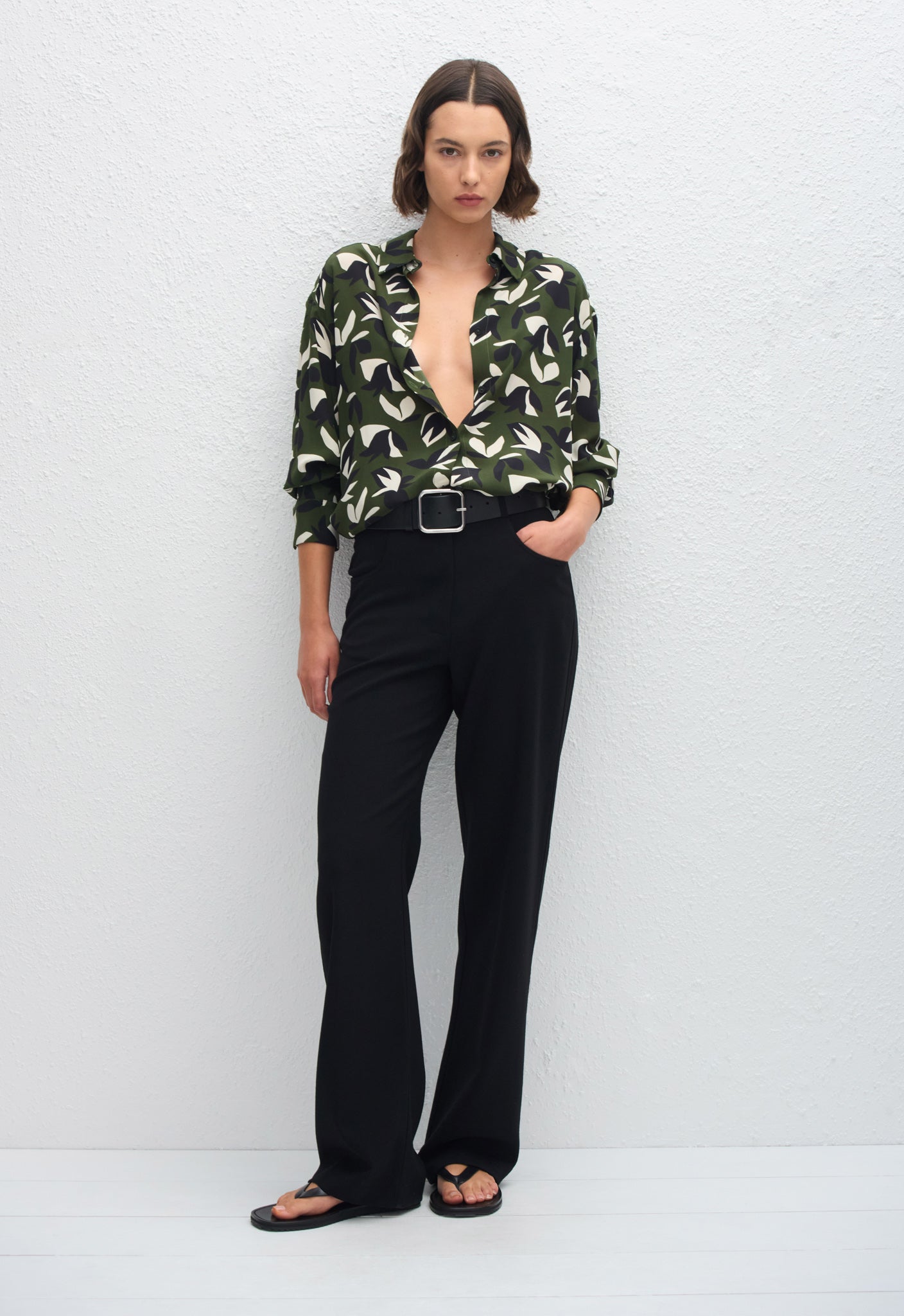 Long Sleeve Silk Shirt - Agave - Matteau