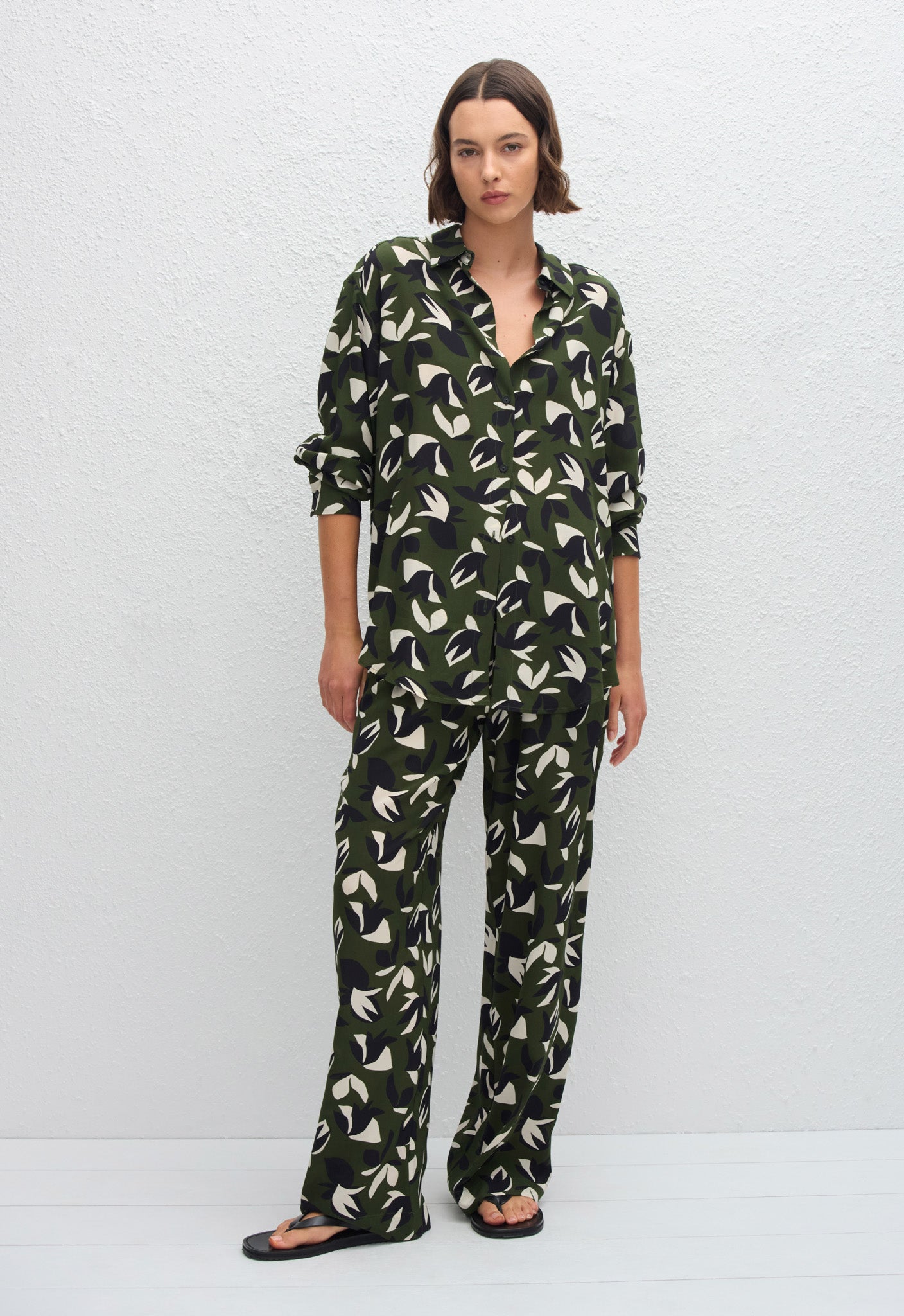 Long Sleeve Silk Shirt - Agave - Matteau