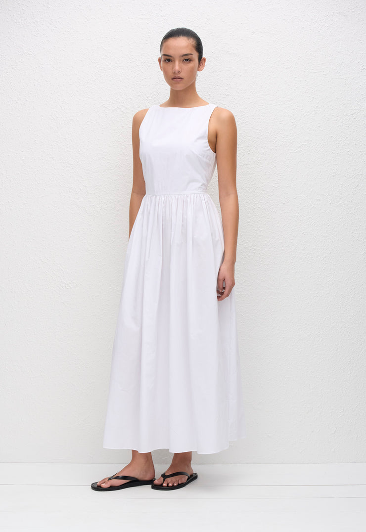 Open Back Midi Dress - White - Matteau