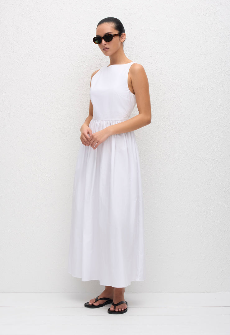 Open Back Midi Dress - White - Matteau