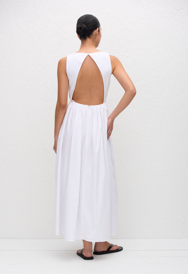Open Back Midi Dress - White - Matteau