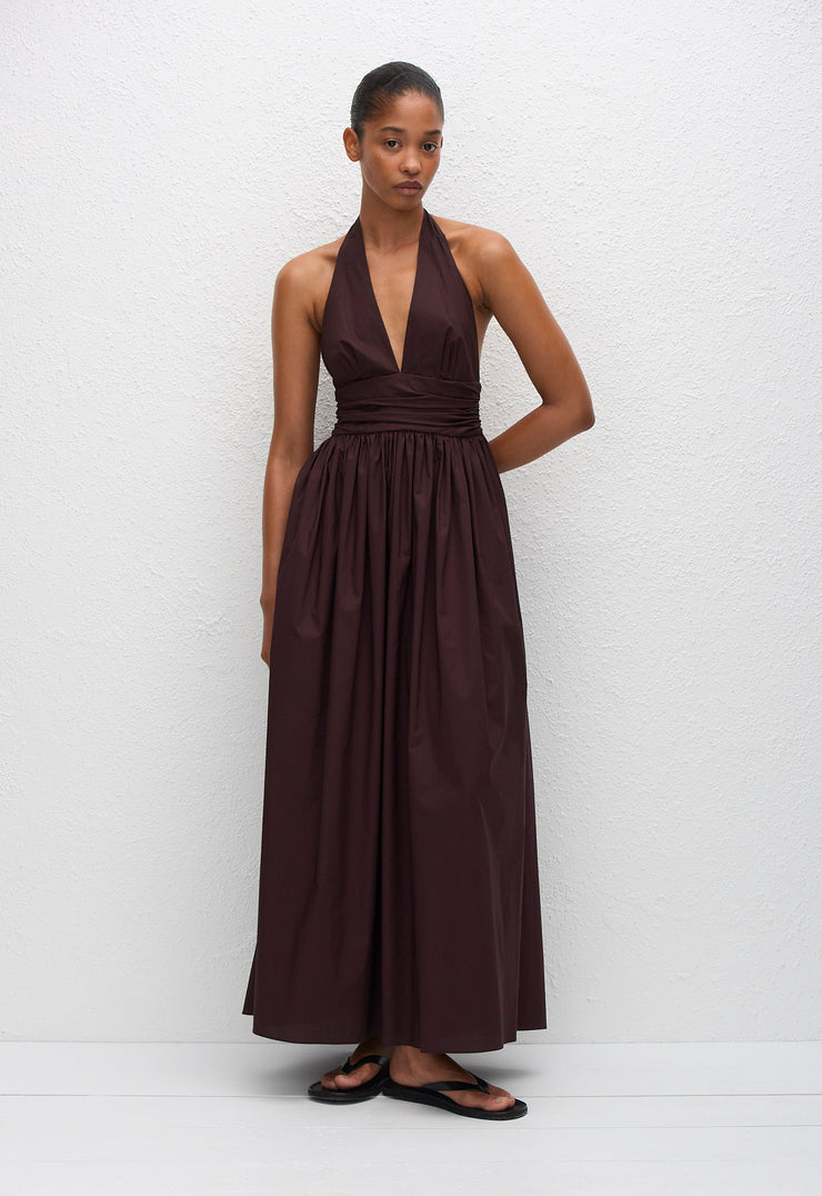 Plunge Halter Dress - Aubergine - Matteau