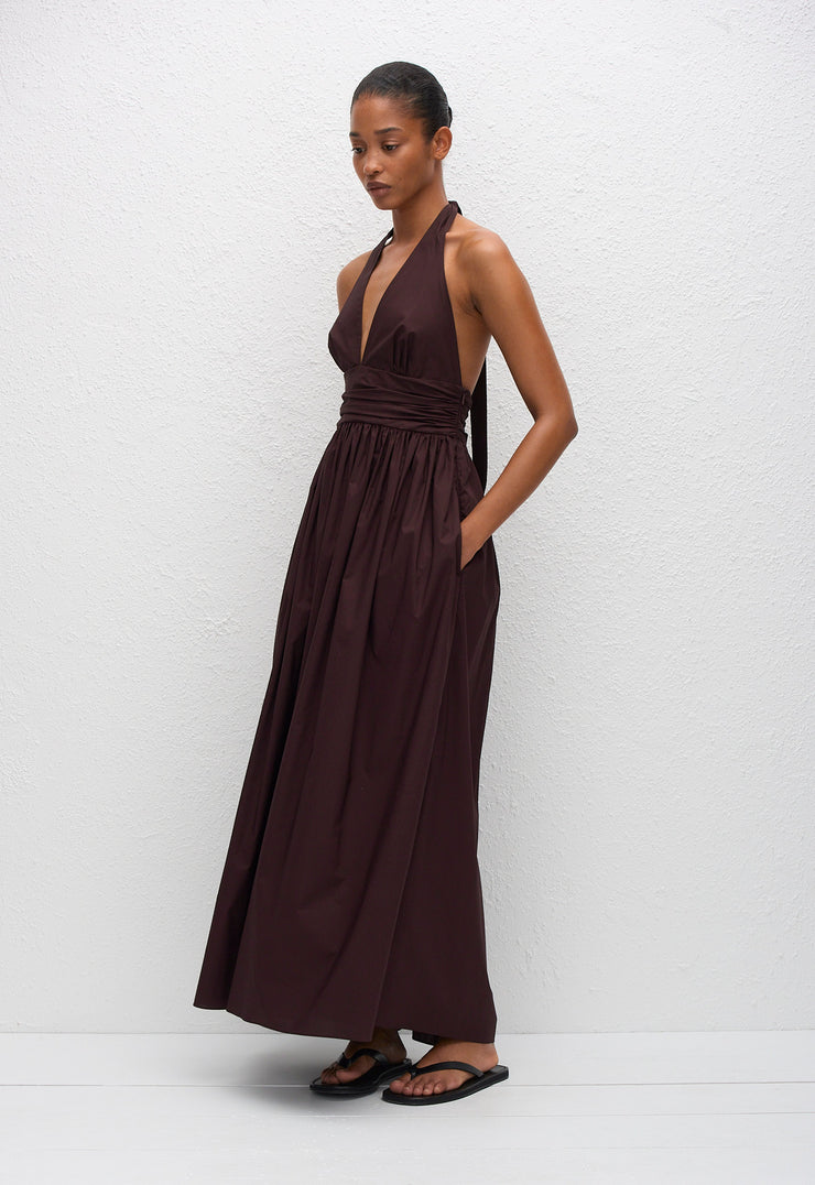 Plunge Halter Dress - Aubergine - Matteau