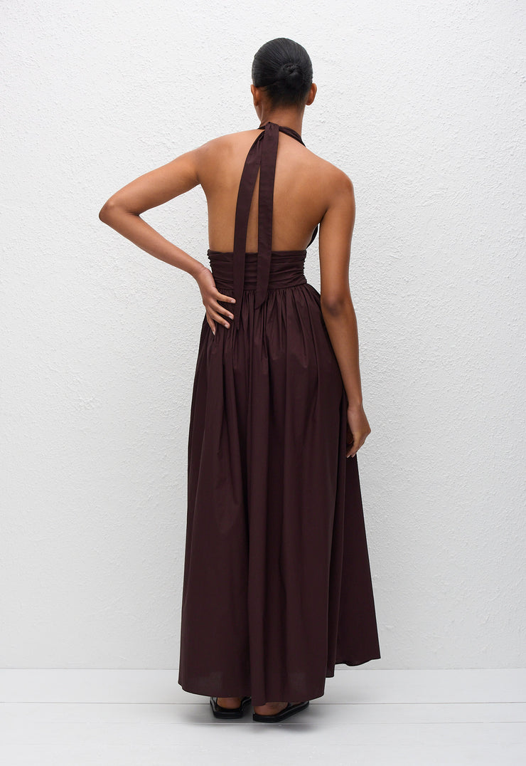 Plunge Halter Dress - Aubergine - Matteau