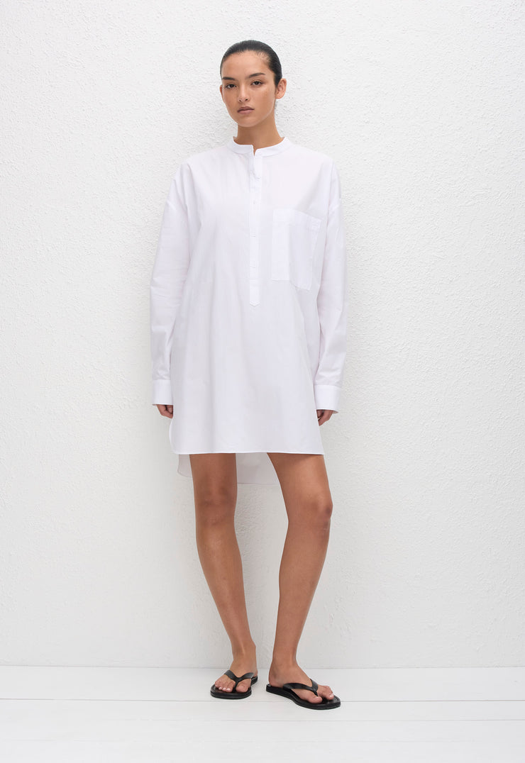 Popover Mini Shirt Dress - White - Matteau