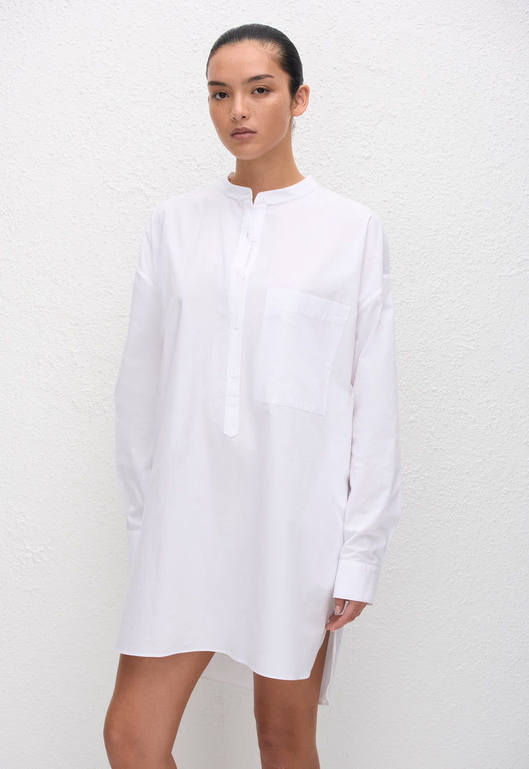 Popover Mini Shirt Dress - White - Matteau