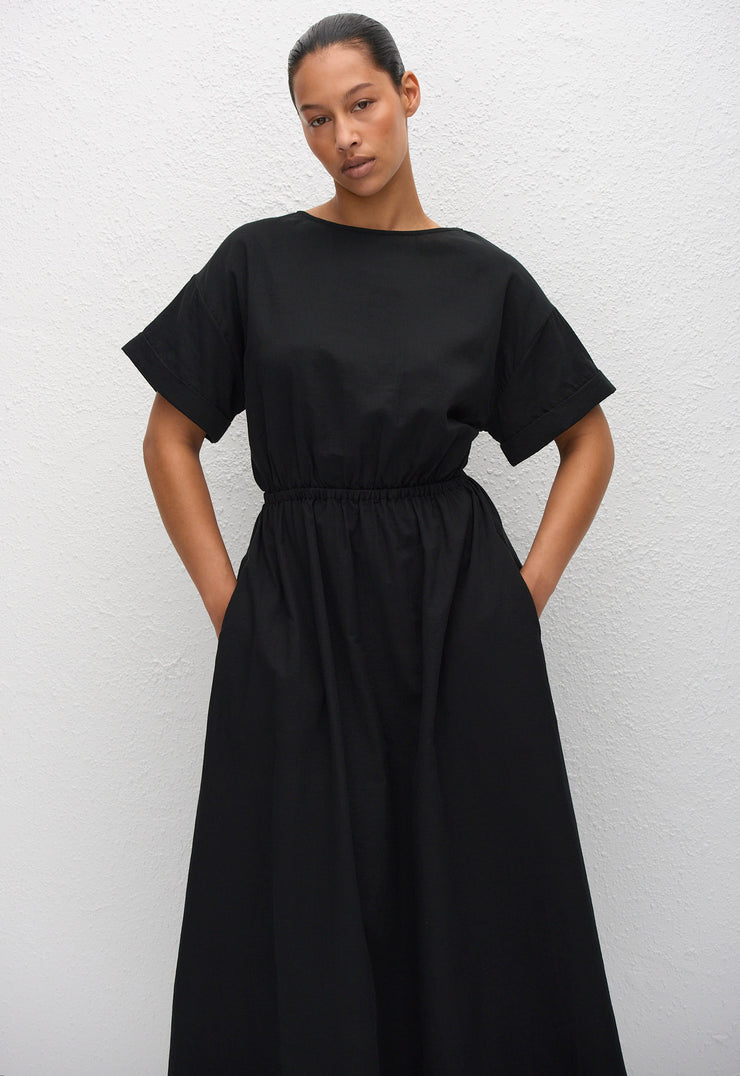 Relaxed Tee Midi Dress - Black - Matteau