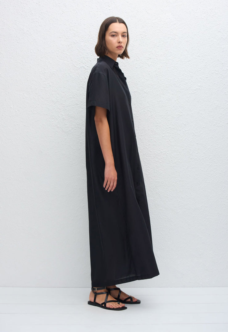 Relaxed Shirt Dress - Black - Matteau