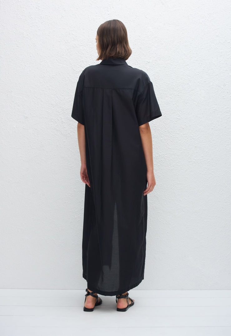 Relaxed Shirt Dress - Black - Matteau