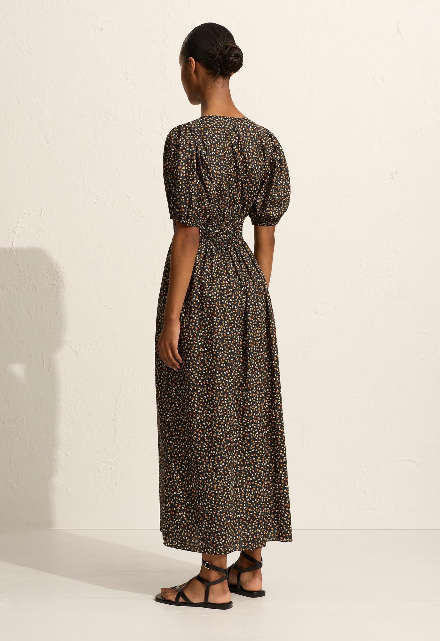 Plunge Button Midi Dress - Meadow - Matteau