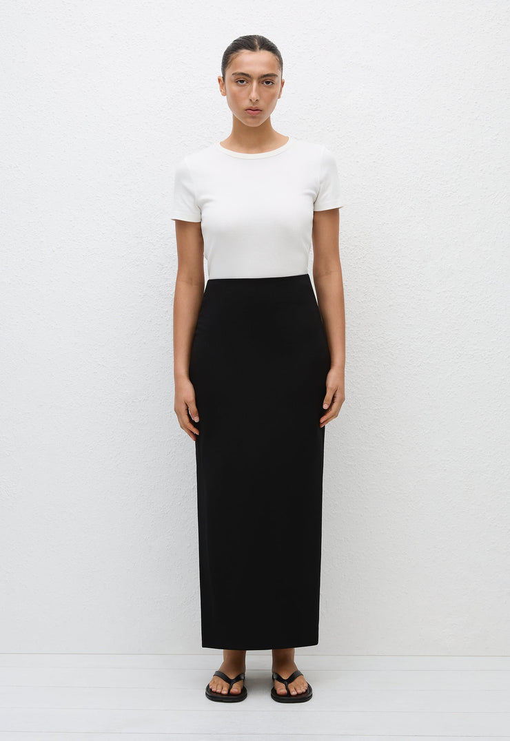Crepe Column Skirt - Black - Matteau
