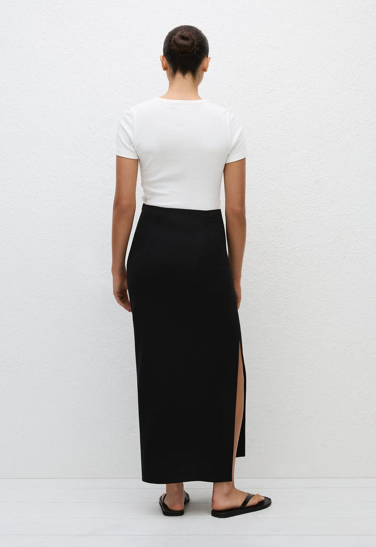 Crepe Column Skirt - Black - Matteau