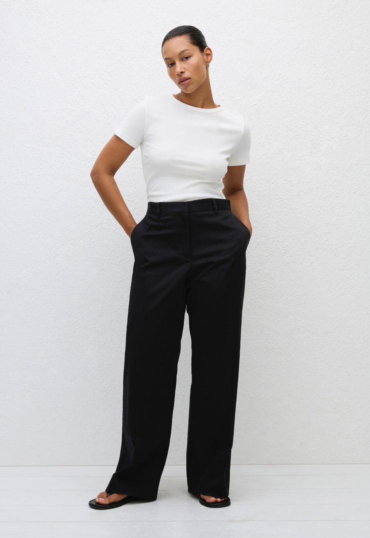 Straight Twill Trouser - Black - Matteau