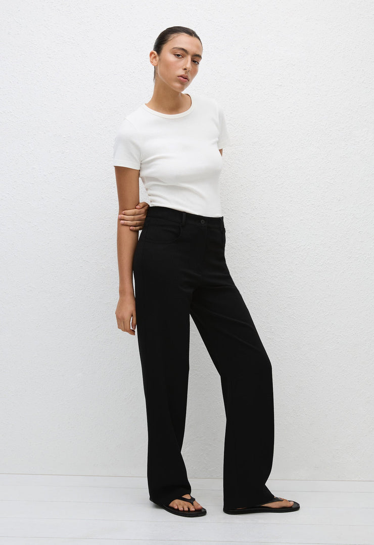 Relaxed Crepe Pant - Black - Matteau