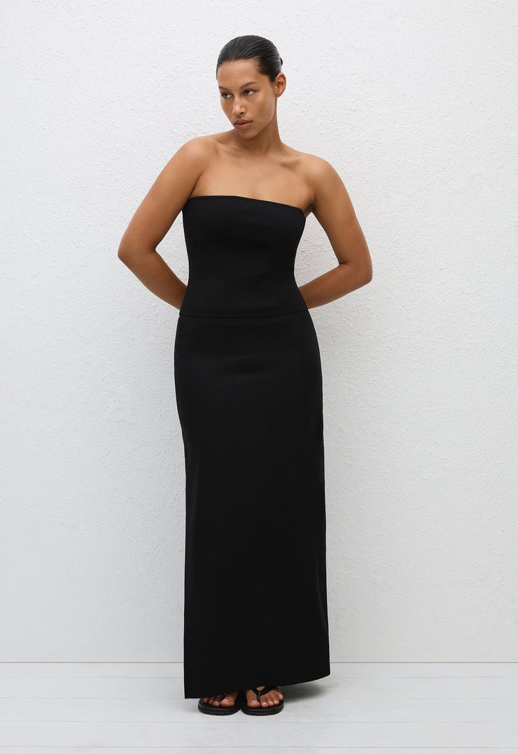 Strapless Knit Top - Black - Matteau