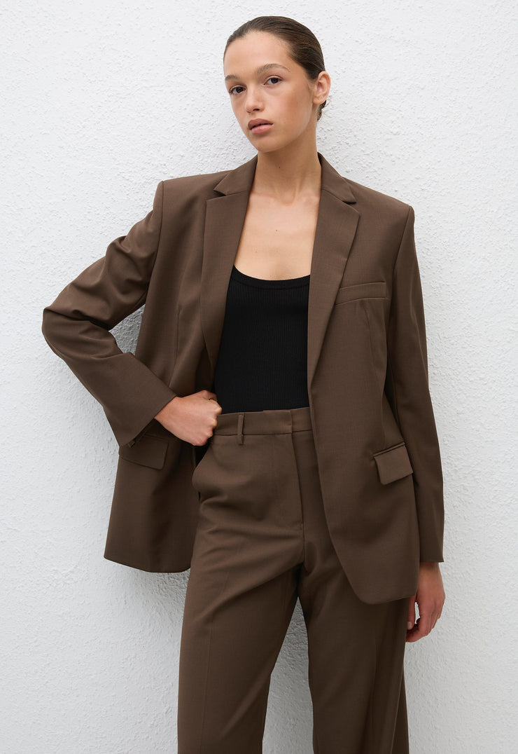 Relaxed Tailored Blazer - Coffee - Matteau