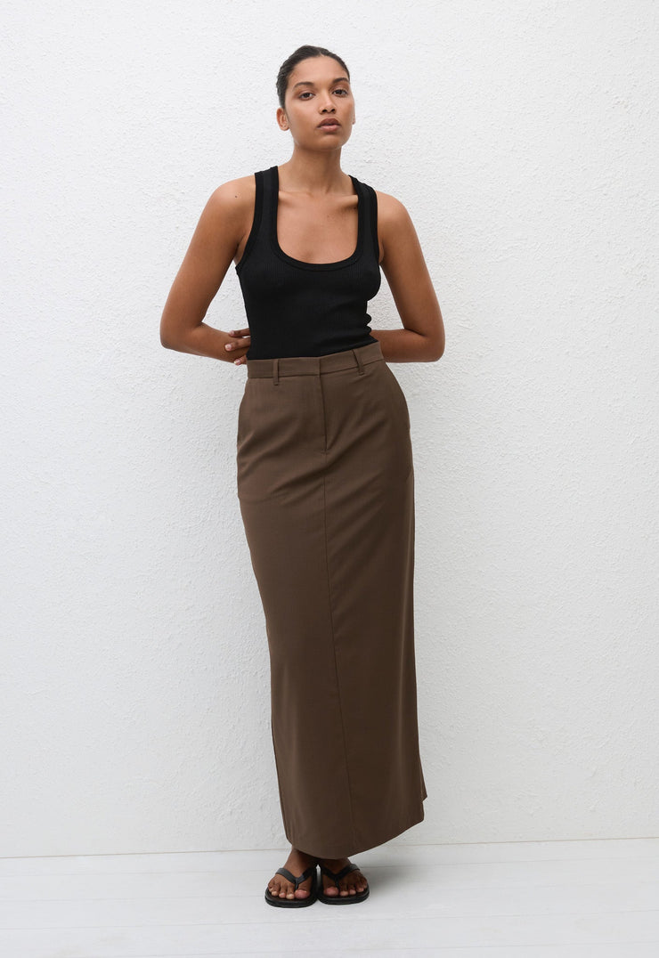 Relaxed Tailored Skirt - Coffee - Matteau