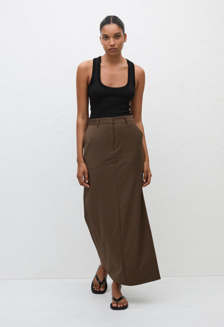 Relaxed Tailored Skirt - Coffee - Matteau
