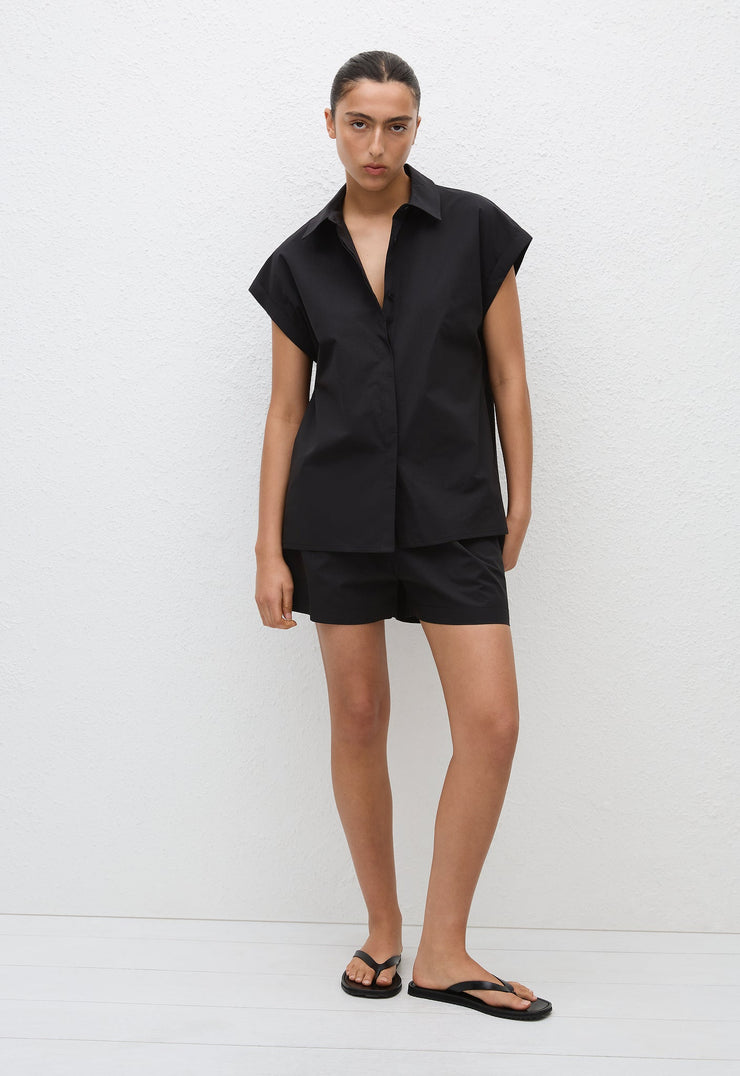 Relaxed Sleeveless Shirt - Black - Matteau