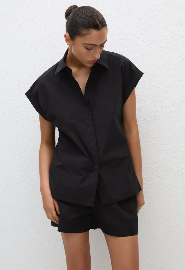 Relaxed Sleeveless Shirt - Black - Matteau
