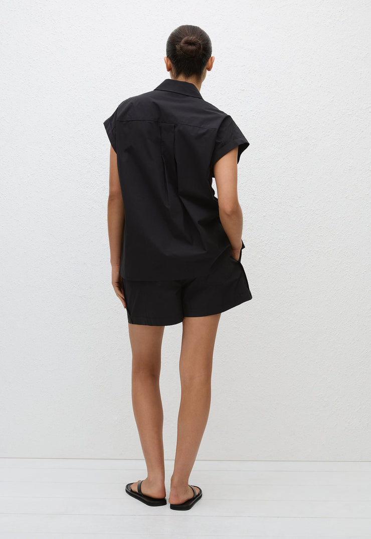 Relaxed Sleeveless Shirt - Black - Matteau