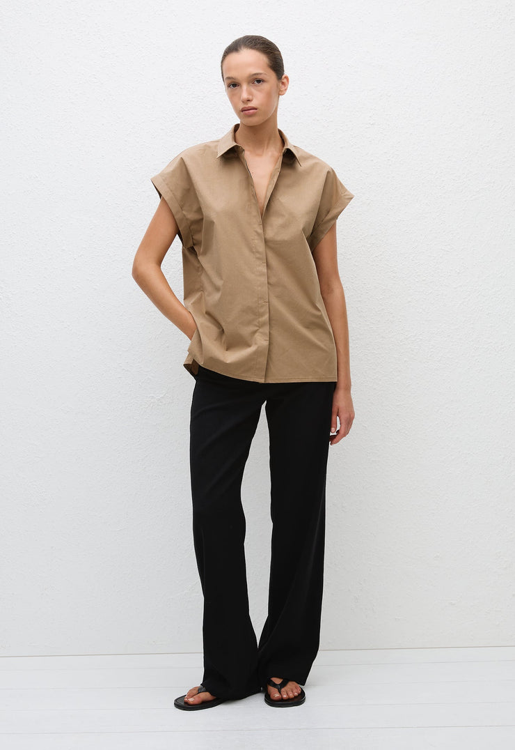 Relaxed Sleeveless Shirt - Stone - Matteau