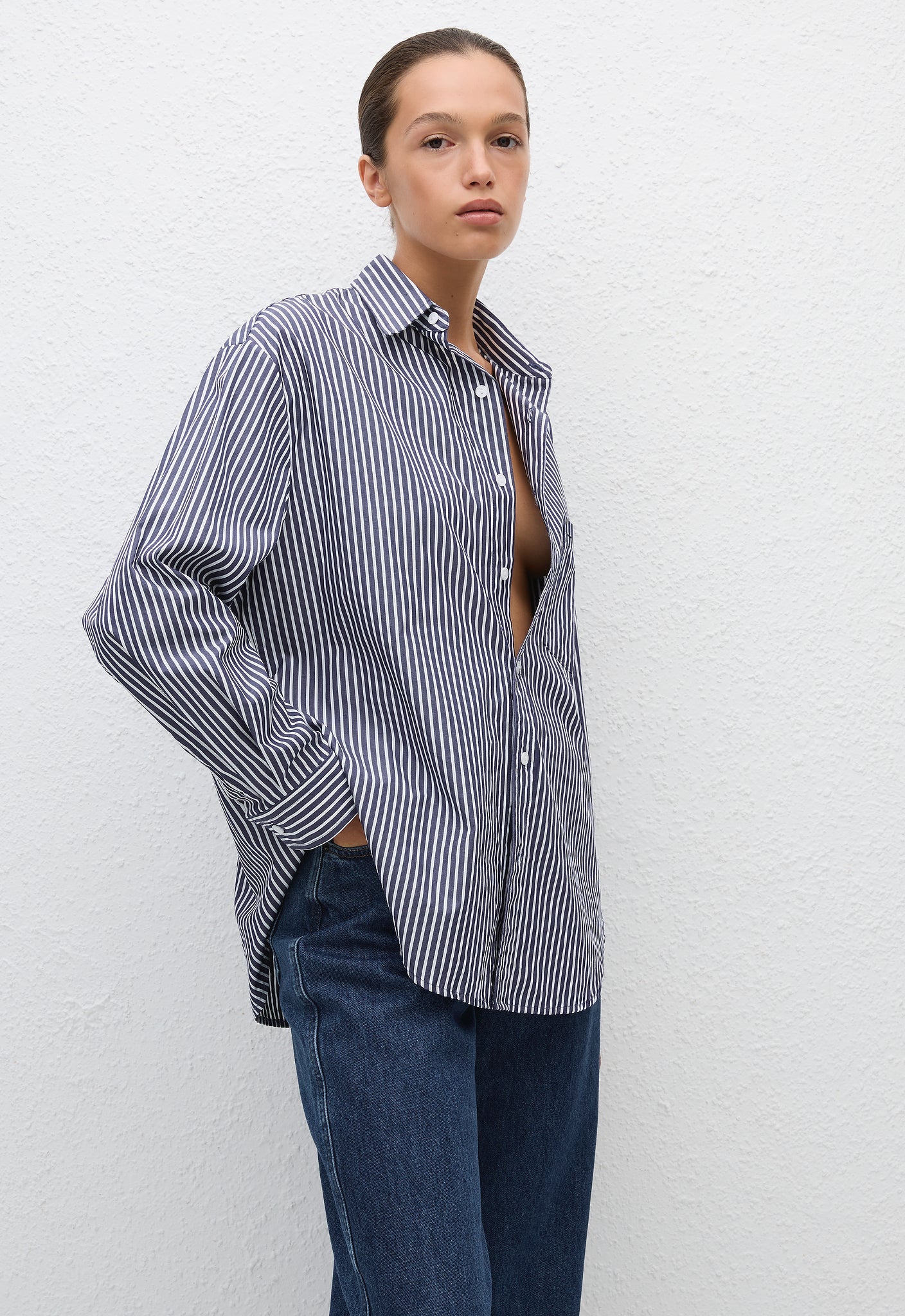 Classic Stripe Shirt - Navy Stripe - Matteau
