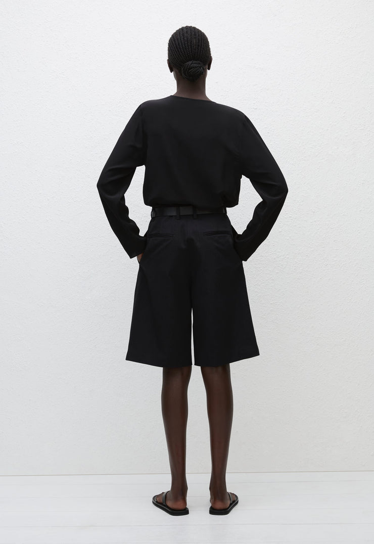 Popover Tie Blouse - Black - Matteau